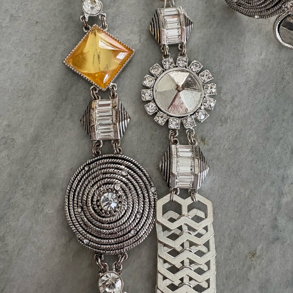 Erickson Beamon Silver and Gold Geometric Necklace and Bracelet Set - Picture 2 of 6